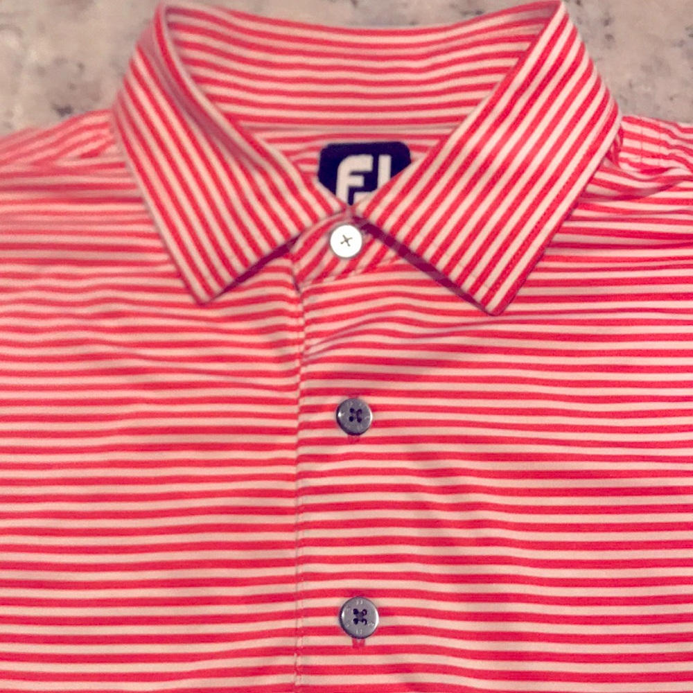 FootJoy Men's ProDry Performance Lisle Feeder Stripe Self Collar Golf Polo